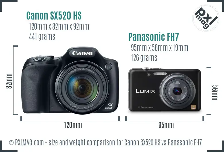 Canon SX520 HS vs Panasonic FH7 size comparison Canon SX520 HS vs Panasonic FH7 size comparison