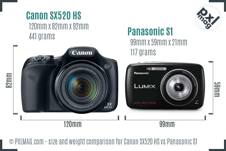 Canon SX520 HS vs Panasonic S1 size comparison