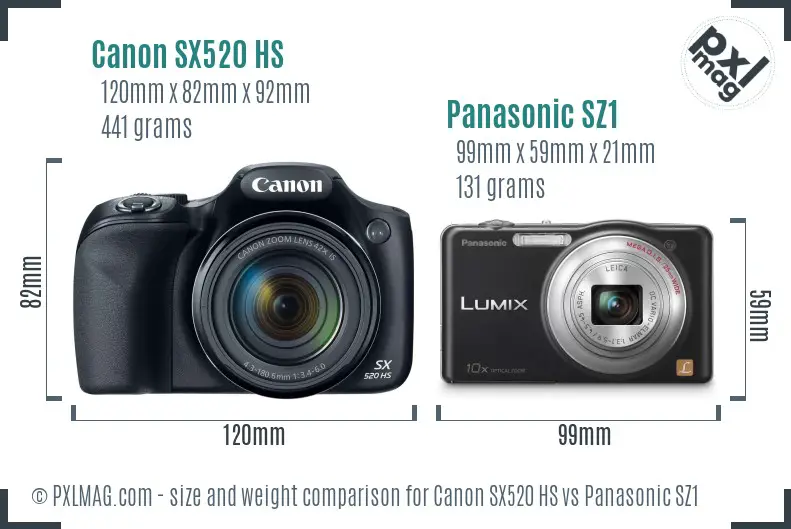 Canon SX520 HS vs Panasonic SZ1 size comparison Canon SX520 HS vs Panasonic SZ1 size comparison