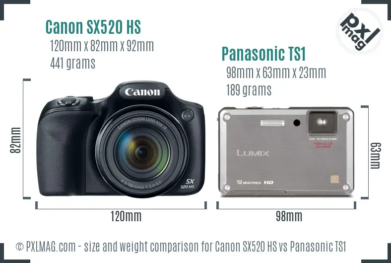 Canon SX520 HS vs Panasonic TS1 size comparison Canon SX520 HS vs Panasonic TS1 size comparison