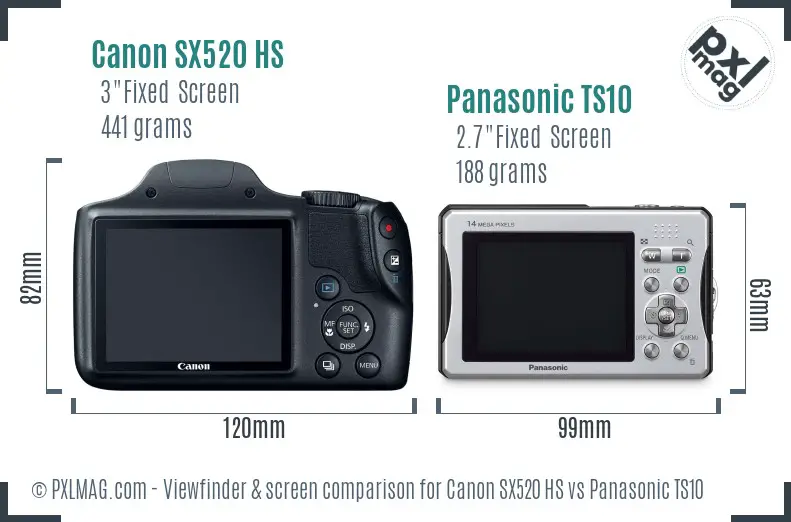 Canon SX520 HS vs Panasonic TS10 Screen and Viewfinder comparison Canon SX520 HS vs Panasonic TS10 Screen and Viewfinder comparison