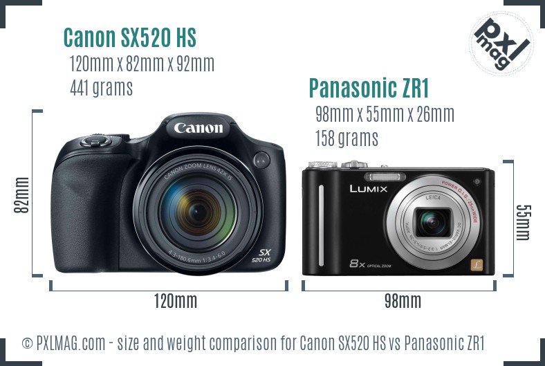 Canon SX520 HS vs Panasonic ZR1 size comparison Canon SX520 HS vs Panasonic ZR1 size comparison