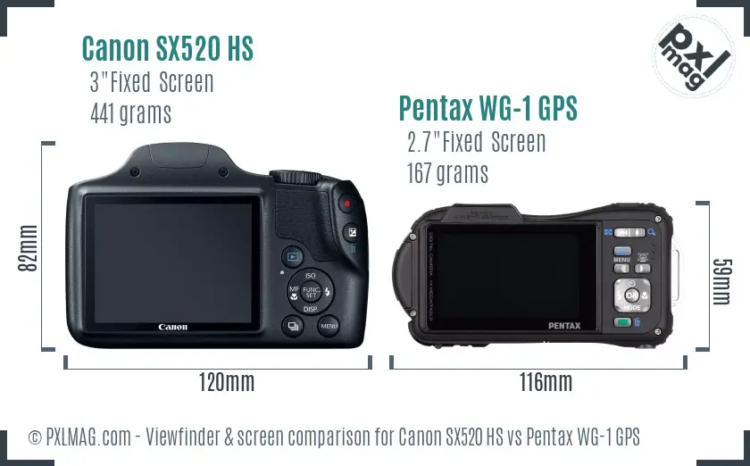 Canon SX520 HS vs Pentax WG-1 GPS Screen and Viewfinder comparison Canon SX520 HS vs Pentax WG-1 GPS Screen and Viewfinder comparison
