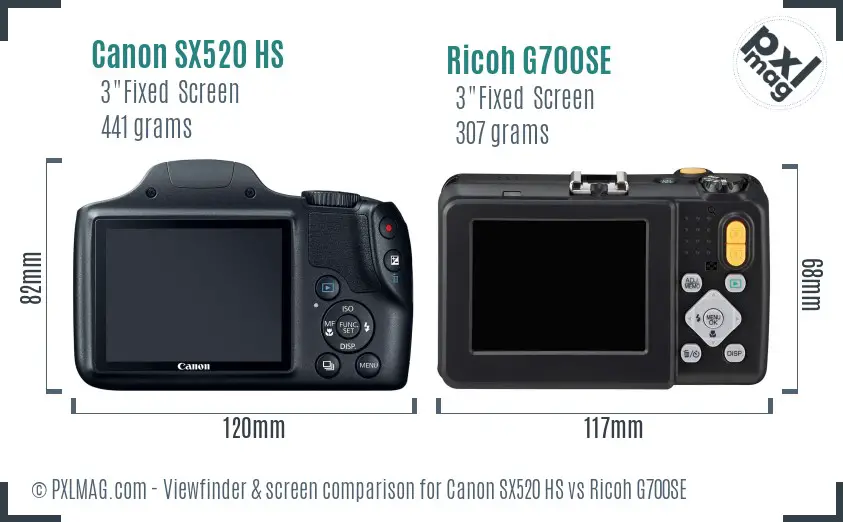 Canon SX520 HS vs Ricoh G700SE Screen and Viewfinder comparison Canon SX520 HS vs Ricoh G700SE Screen and Viewfinder comparison