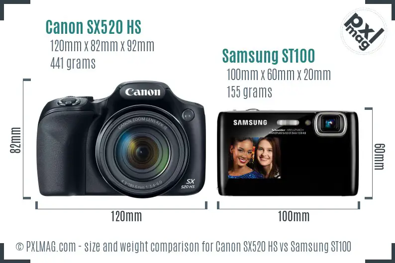 Canon SX520 HS vs Samsung ST100 size comparison Canon SX520 HS vs Samsung ST100 size comparison