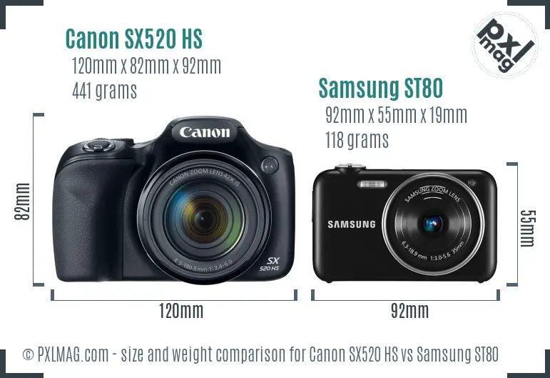 Canon SX520 HS vs Samsung ST80 size comparison Canon SX520 HS vs Samsung ST80 size comparison