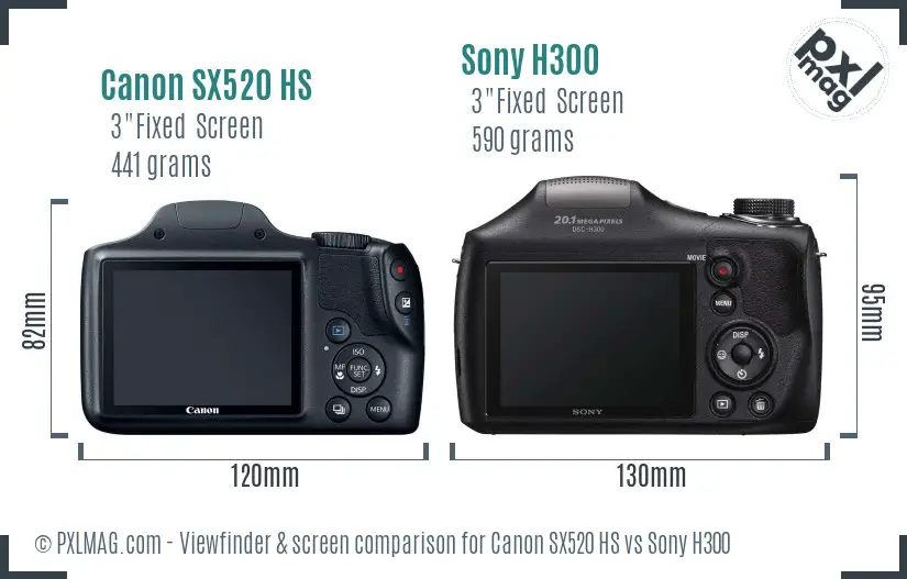 Canon SX520 HS vs Sony H300 Screen and Viewfinder comparison Canon SX520 HS vs Sony H300 Screen and Viewfinder comparison