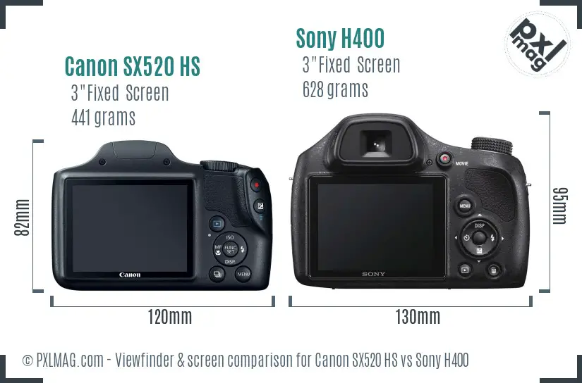 Canon SX520 HS vs Sony H400 Screen and Viewfinder comparison Canon SX520 HS vs Sony H400 Screen and Viewfinder comparison