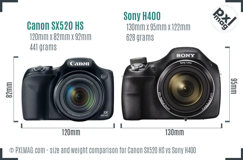 Canon SX520 HS vs Sony H400 size comparison Canon SX520 HS vs Sony H400 size comparison