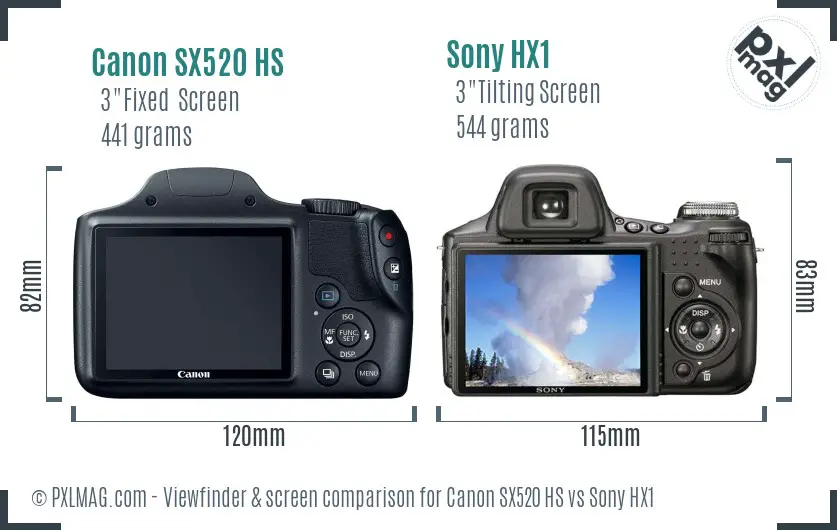 Canon SX520 HS vs Sony HX1 Screen and Viewfinder comparison Canon SX520 HS vs Sony HX1 Screen and Viewfinder comparison