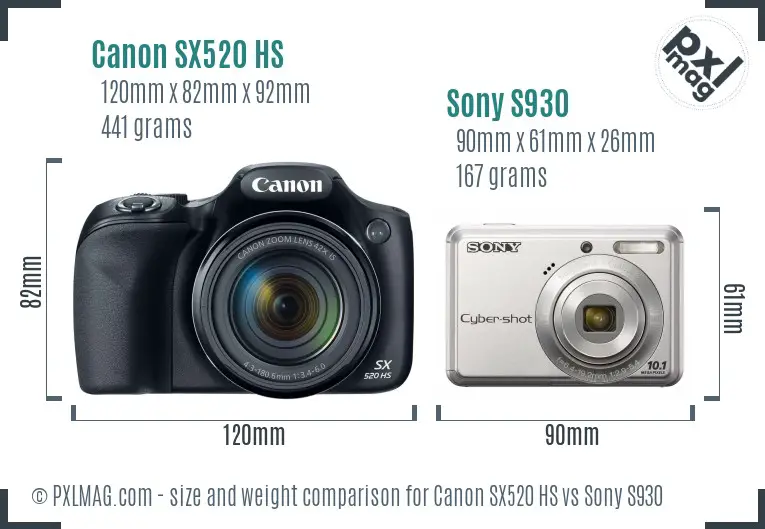 Canon SX520 HS vs Sony S930 size comparison Canon SX520 HS vs Sony S930 size comparison