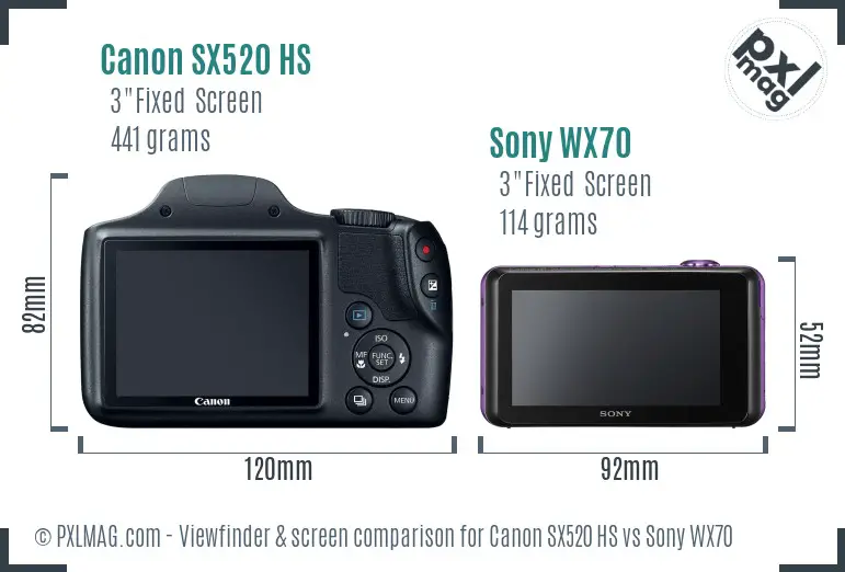 Canon SX520 HS vs Sony WX70 Screen and Viewfinder comparison Canon SX520 HS vs Sony WX70 Screen and Viewfinder comparison
