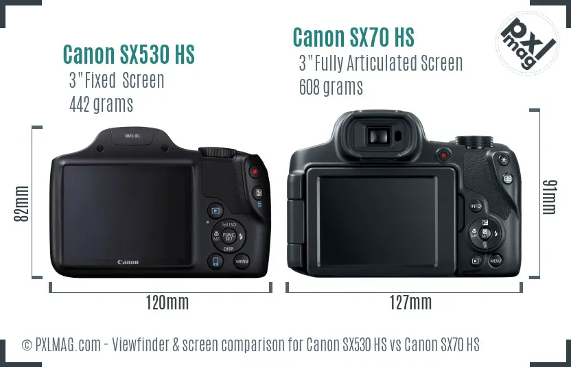 Canon SX530 HS vs Canon SX70 HS Screen and Viewfinder comparison
