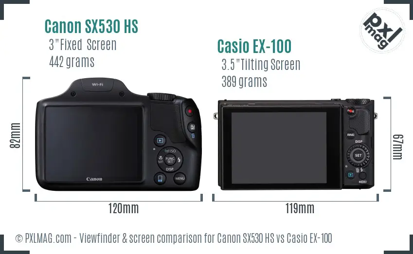 Canon SX530 HS vs Casio EX-100 Screen and Viewfinder comparison Canon SX530 HS vs Casio EX-100 Screen and Viewfinder comparison