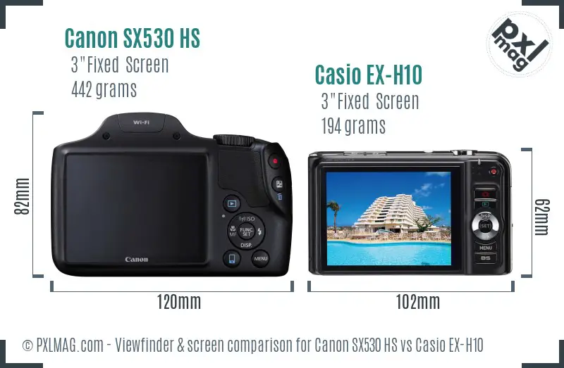 Canon SX530 HS vs Casio EX-H10 Screen and Viewfinder comparison Canon SX530 HS vs Casio EX-H10 Screen and Viewfinder comparison