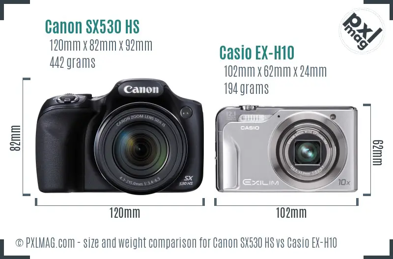 Canon SX530 HS vs Casio EX-H10 size comparison Canon SX530 HS vs Casio EX-H10 size comparison