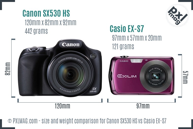 Canon SX530 HS vs Casio EX-S7 size comparison