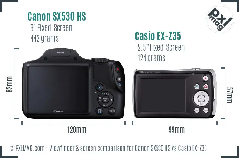 Canon SX530 HS vs Casio EX-Z35 Screen and Viewfinder comparison Canon SX530 HS vs Casio EX-Z35 Screen and Viewfinder comparison