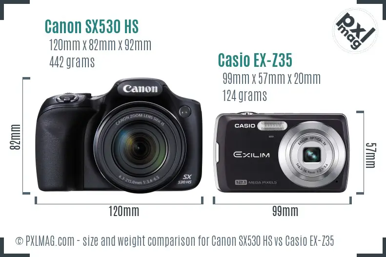 Canon SX530 HS vs Casio EX-Z35 size comparison Canon SX530 HS vs Casio EX-Z35 size comparison