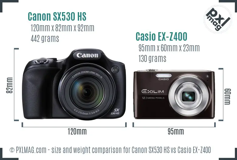 Canon SX530 HS vs Casio EX-Z400 size comparison Canon SX530 HS vs Casio EX-Z400 size comparison