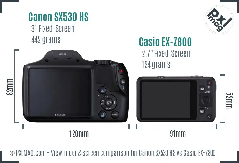 Canon SX530 HS vs Casio EX-Z800 Screen and Viewfinder comparison Canon SX530 HS vs Casio EX-Z800 Screen and Viewfinder comparison