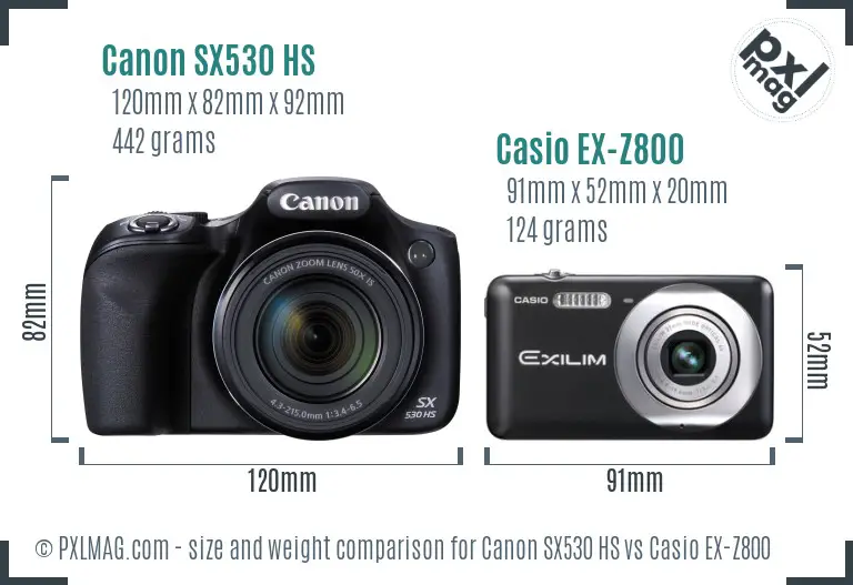 Canon SX530 HS vs Casio EX-Z800 size comparison Canon SX530 HS vs Casio EX-Z800 size comparison