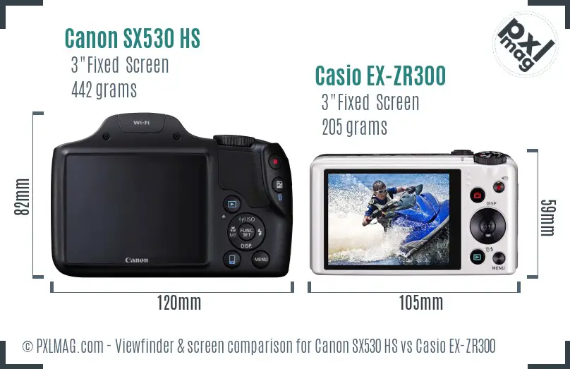 Canon SX530 HS vs Casio EX-ZR300 Screen and Viewfinder comparison Canon SX530 HS vs Casio EX-ZR300 Screen and Viewfinder comparison