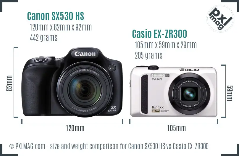 Canon SX530 HS vs Casio EX-ZR300 size comparison Canon SX530 HS vs Casio EX-ZR300 size comparison