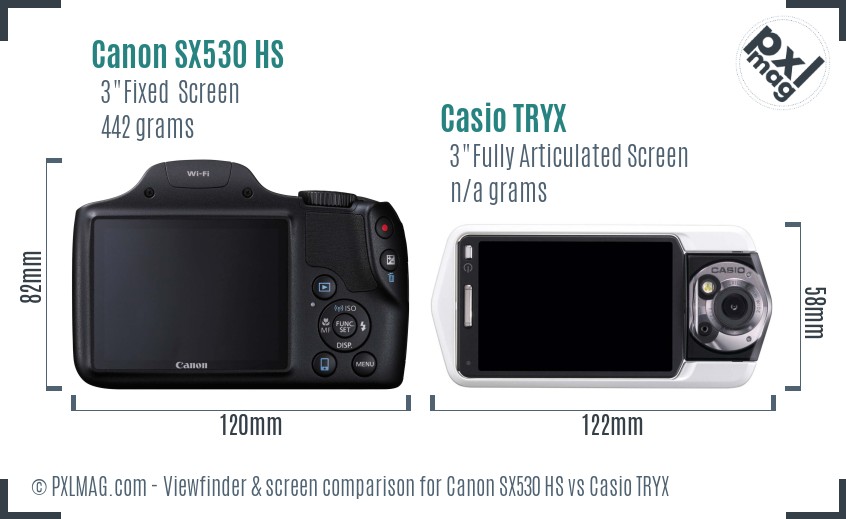 Canon SX530 HS vs Casio TRYX Screen and Viewfinder comparison