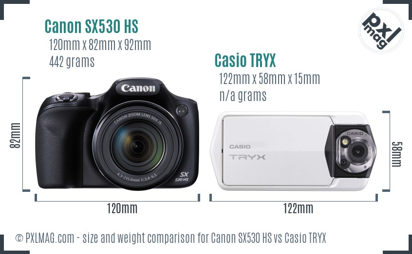 Canon SX530 HS vs Casio TRYX size comparison Canon SX530 HS vs Casio TRYX size comparison