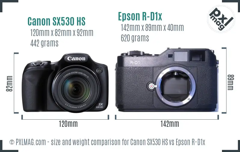 Canon SX530 HS vs Epson R-D1x size comparison Canon SX530 HS vs Epson R-D1x size comparison