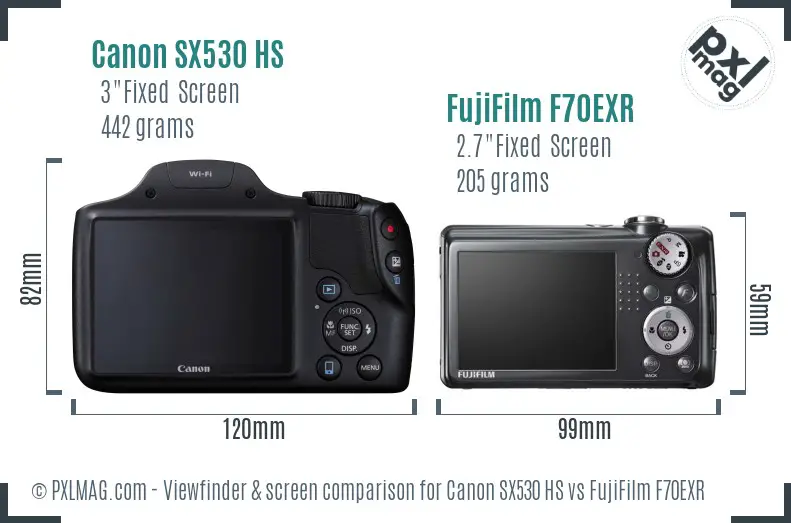 Canon SX530 HS vs FujiFilm F70EXR Screen and Viewfinder comparison Canon SX530 HS vs FujiFilm F70EXR Screen and Viewfinder comparison