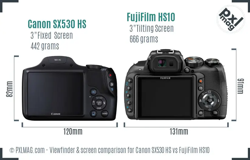 Canon SX530 HS vs FujiFilm HS10 Screen and Viewfinder comparison