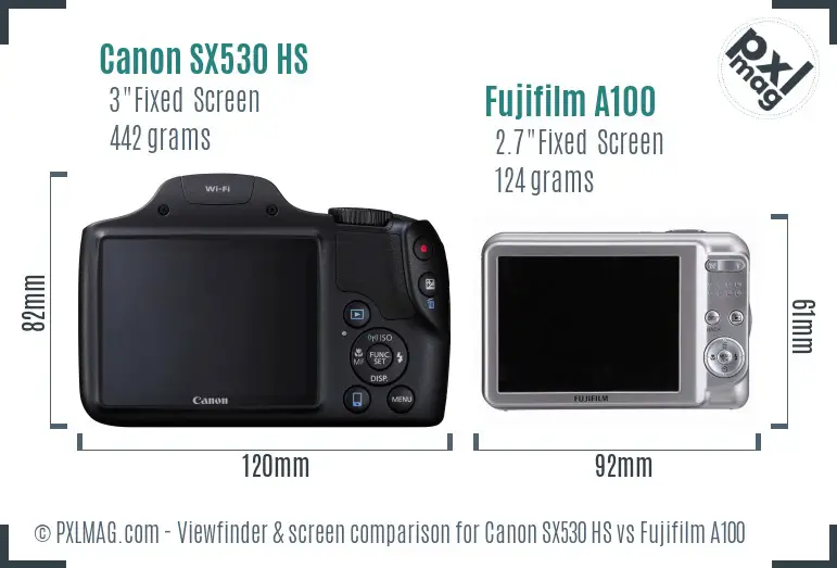 Canon SX530 HS vs Fujifilm A100 Screen and Viewfinder comparison Canon SX530 HS vs Fujifilm A100 Screen and Viewfinder comparison