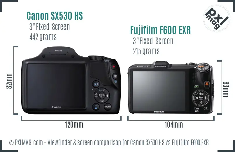 Canon SX530 HS vs Fujifilm F600 EXR Screen and Viewfinder comparison Canon SX530 HS vs Fujifilm F600 EXR Screen and Viewfinder comparison