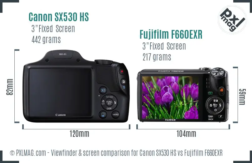 Canon SX530 HS vs Fujifilm F660EXR Screen and Viewfinder comparison Canon SX530 HS vs Fujifilm F660EXR Screen and Viewfinder comparison