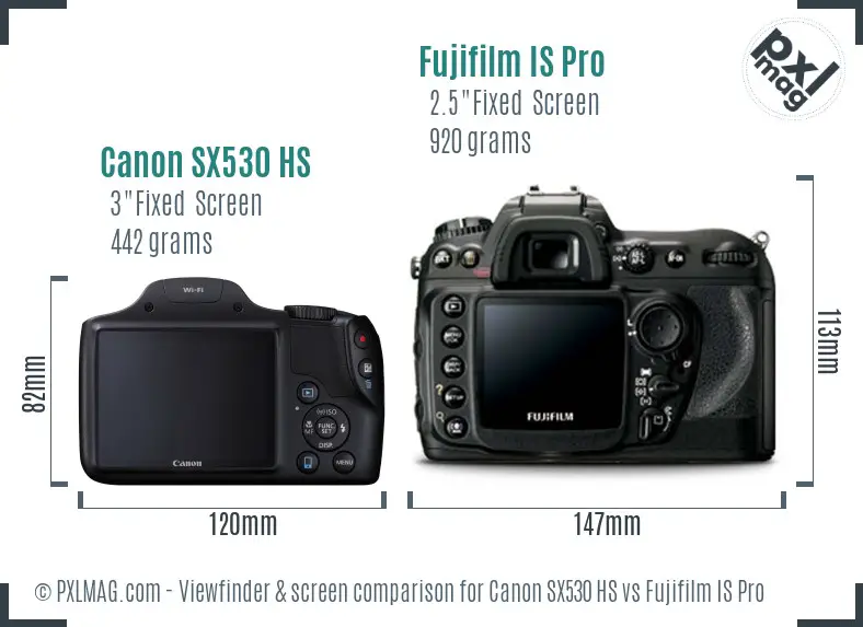 Canon SX530 HS vs Fujifilm IS Pro Screen and Viewfinder comparison