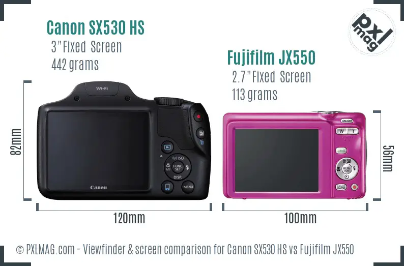 Canon SX530 HS vs Fujifilm JX550 Screen and Viewfinder comparison Canon SX530 HS vs Fujifilm JX550 Screen and Viewfinder comparison