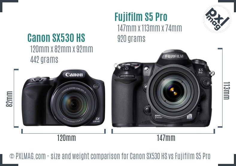 Canon SX530 HS vs Fujifilm S5 Pro size comparison Canon SX530 HS vs Fujifilm S5 Pro size comparison