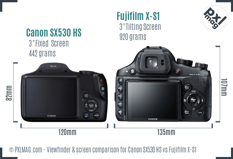 Canon SX530 HS vs Fujifilm X-S1 Screen and Viewfinder comparison