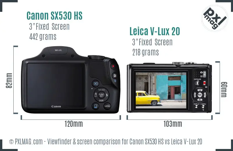 Canon SX530 HS vs Leica V-Lux 20 Screen and Viewfinder comparison Canon SX530 HS vs Leica V-Lux 20 Screen and Viewfinder comparison