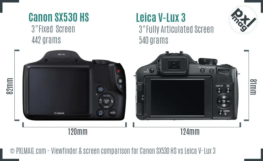 Canon SX530 HS vs Leica V-Lux 3 Screen and Viewfinder comparison Canon SX530 HS vs Leica V-Lux 3 Screen and Viewfinder comparison