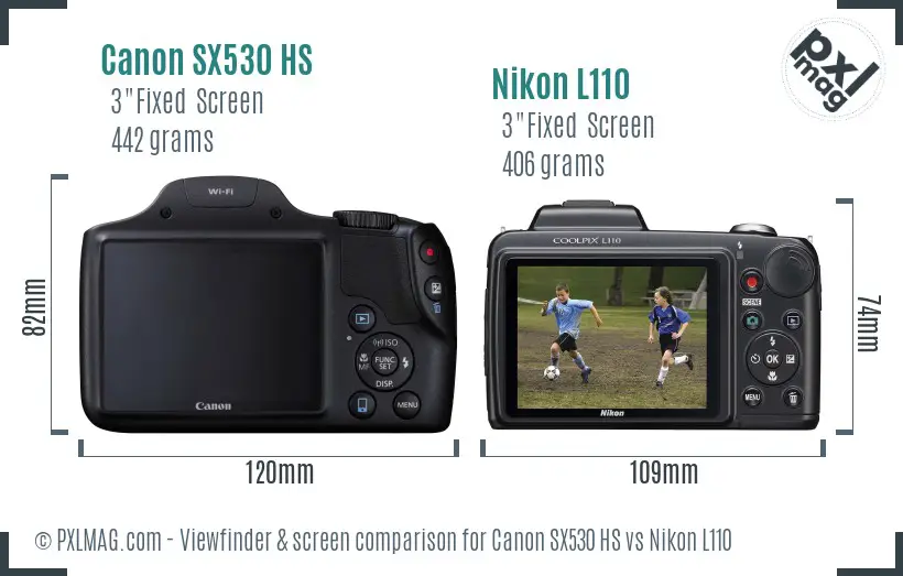 Canon SX530 HS vs Nikon L110 Screen and Viewfinder comparison Canon SX530 HS vs Nikon L110 Screen and Viewfinder comparison