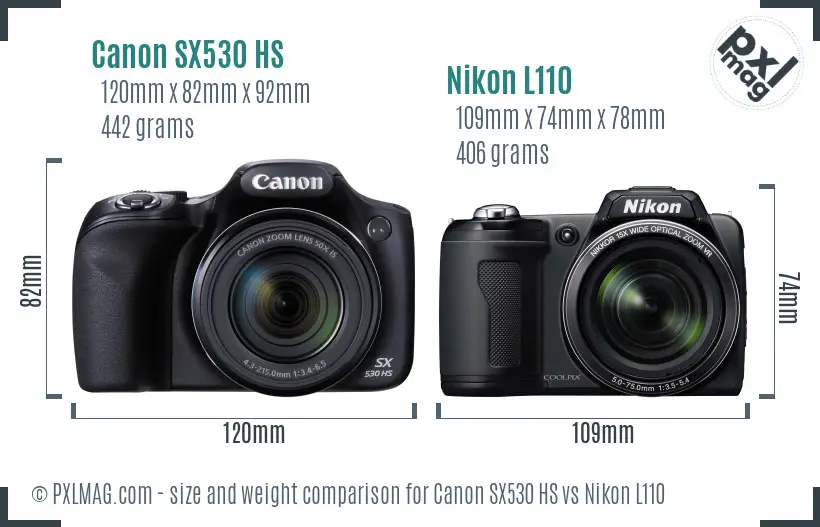 Canon SX530 HS vs Nikon L110 size comparison Canon SX530 HS vs Nikon L110 size comparison