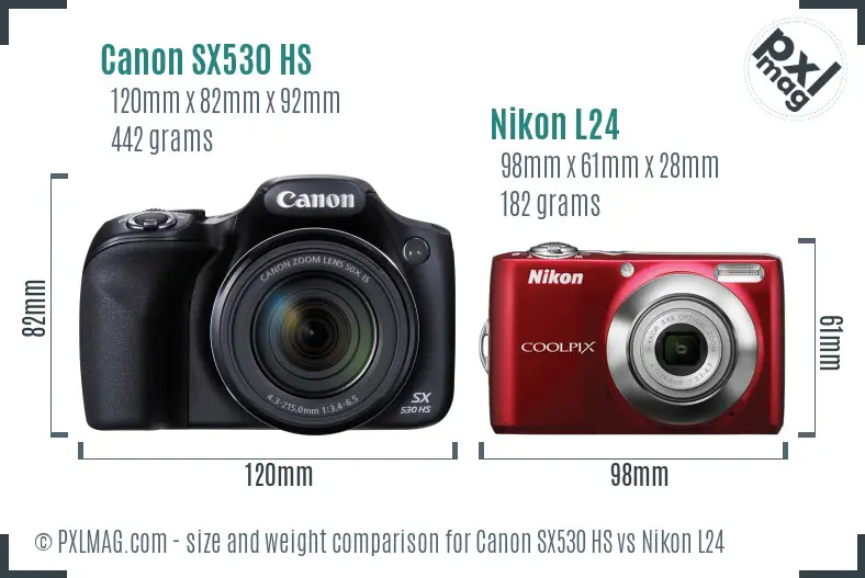 Canon SX530 HS vs Nikon L24 size comparison