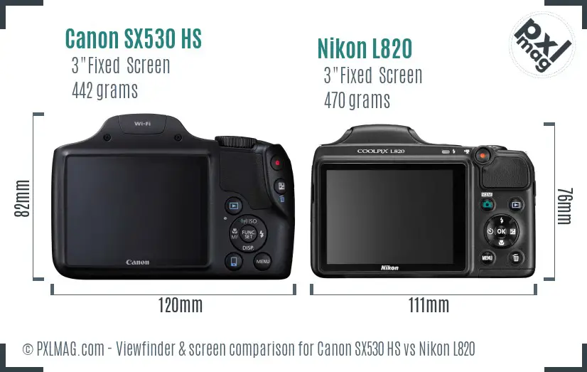 Canon SX530 HS vs Nikon L820 Screen and Viewfinder comparison Canon SX530 HS vs Nikon L820 Screen and Viewfinder comparison