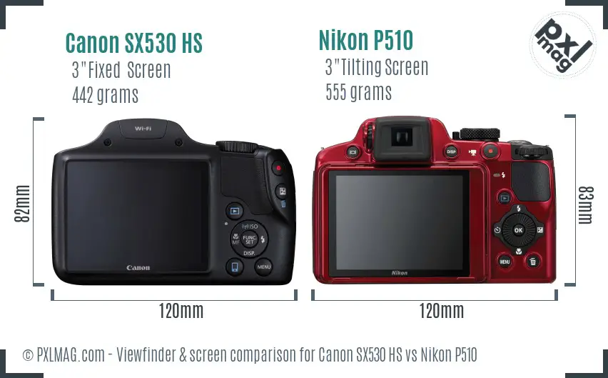 Canon SX530 HS vs Nikon P510 Screen and Viewfinder comparison Canon SX530 HS vs Nikon P510 Screen and Viewfinder comparison