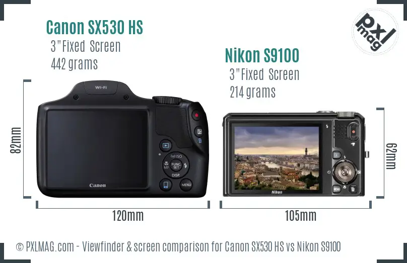 Canon SX530 HS vs Nikon S9100 Screen and Viewfinder comparison