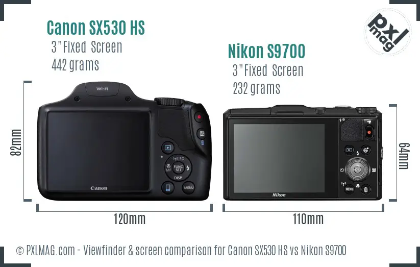 Canon SX530 HS vs Nikon S9700 Screen and Viewfinder comparison Canon SX530 HS vs Nikon S9700 Screen and Viewfinder comparison