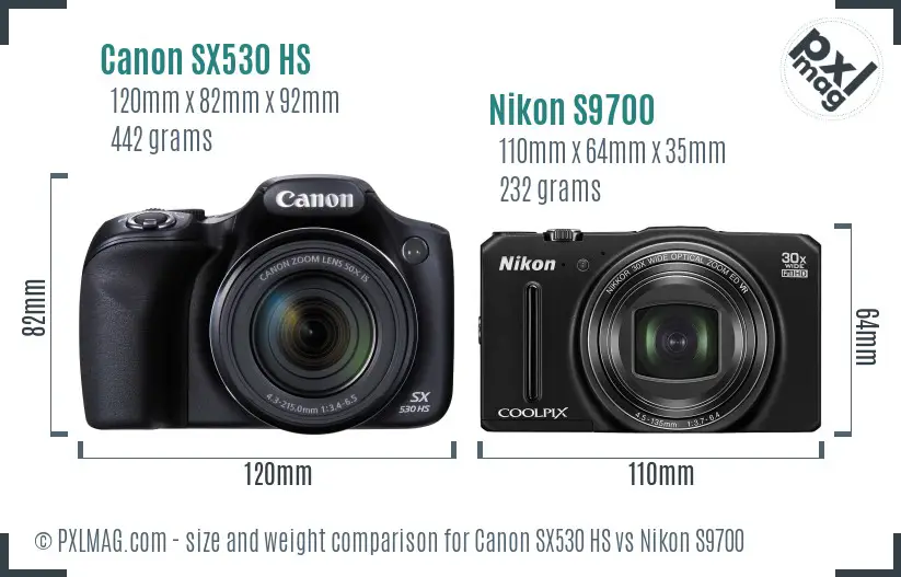 Canon SX530 HS vs Nikon S9700 size comparison Canon SX530 HS vs Nikon S9700 size comparison